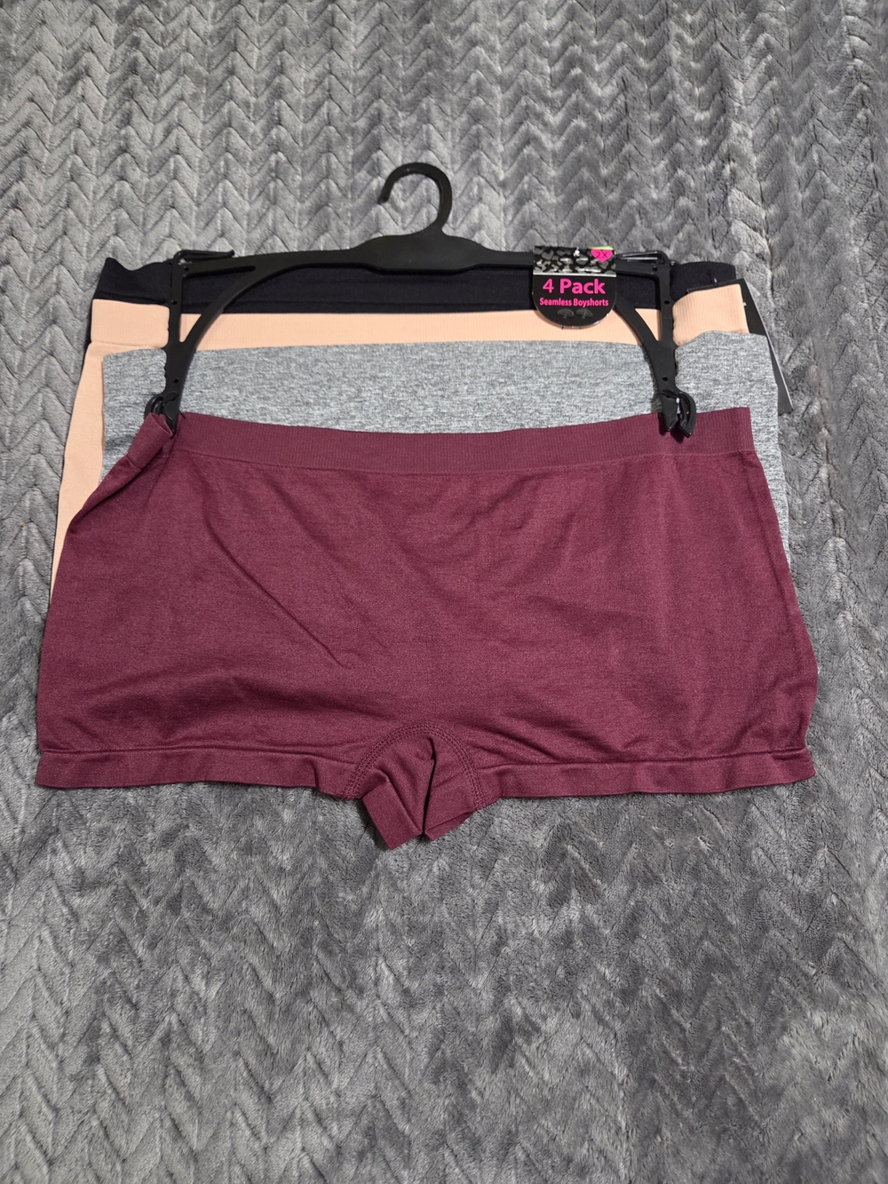 Women’s 4-Pack Seamless Boyshorts - Burgundy, Gray, Peach, Black